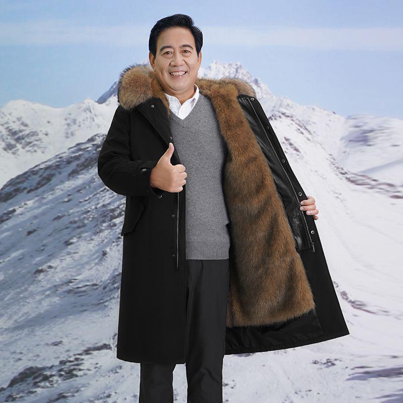 Herren Winter Parka mit Pelz und Fleece-Futter für mittlere und ältere Jahre