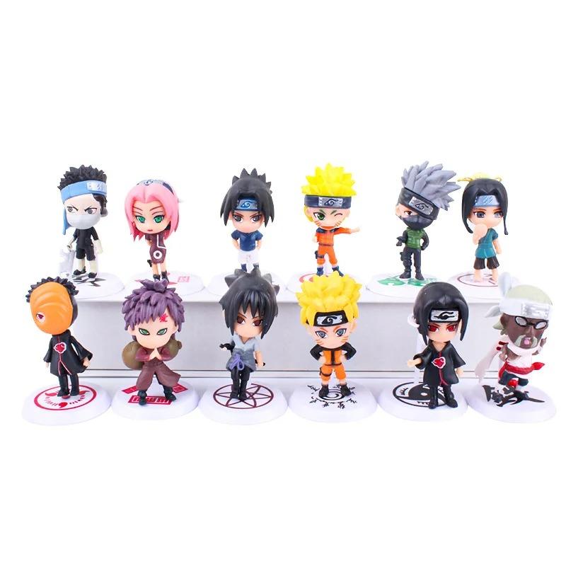 6 Pcs/12pcs NARUTO Sasuke Gaara Uchiha Madara Figure 7-8cm 2 Style Personality Base Mini Figurines  Naruto Figure