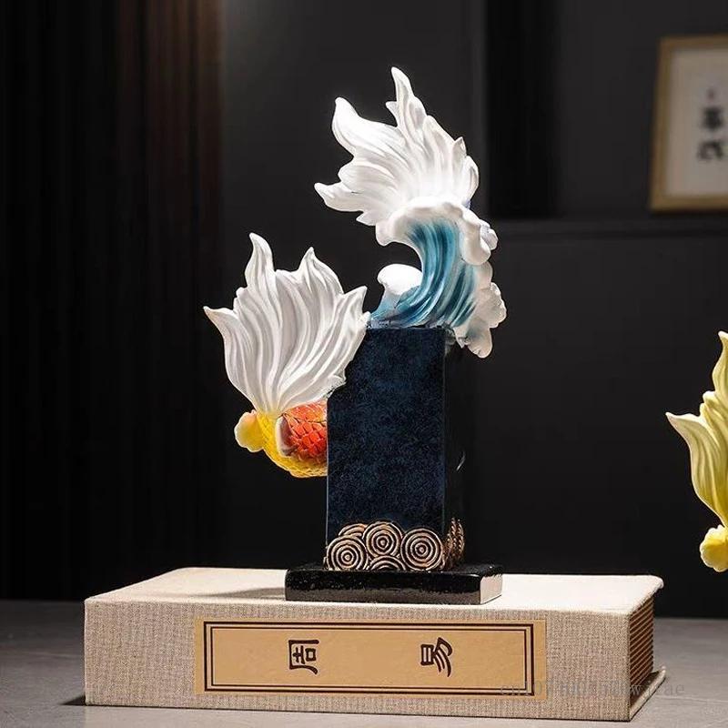 Creative Resin Fish Sculpture Decor, Luxury Home, Living Room, Office, Dining Room, Blessing Decoration, Abstract Wealth, 1Pc