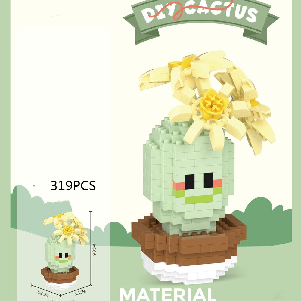 Idea Funny Cartoon Figures Micro Diamond Building Block Cactus Nanobricks Potted Plant Construction Educational Toys For Gifts