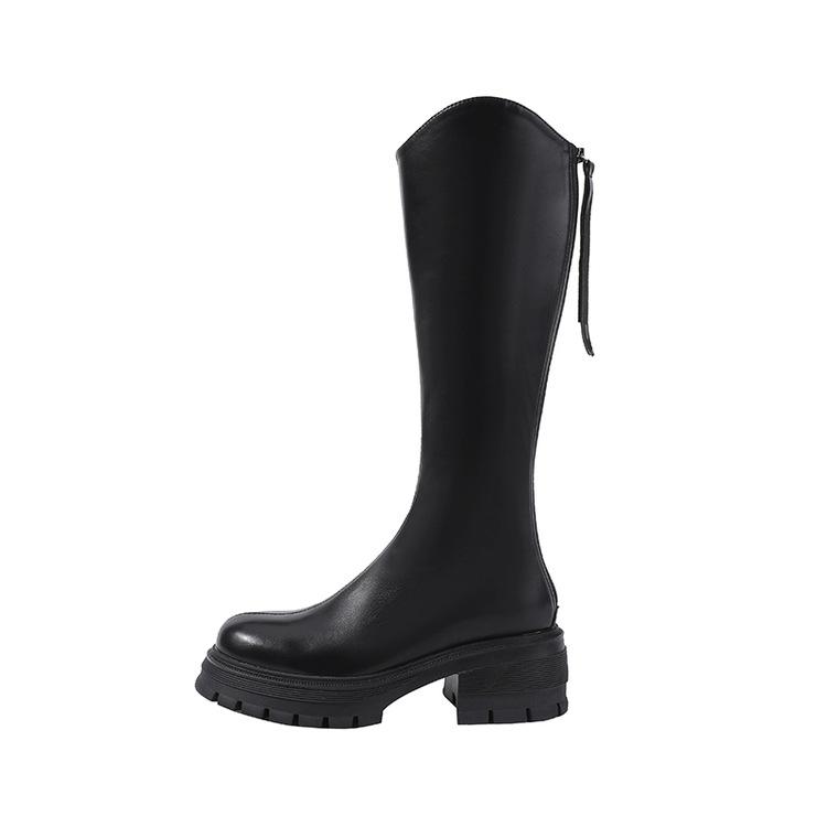 V-mouth brown inner height increase small muffin thick-soled boots women's autumn and winter tall knight boots but knee boots
