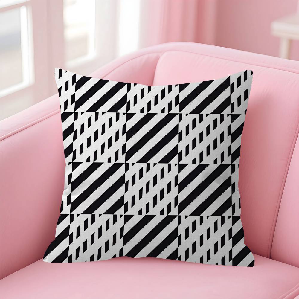 Black White Striped Geometric Rectangle Cushion Cover Polyester Sofa Cushions Decorative Throw Pillows Decoration Pillowcover