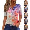 Women's T Shirt Tee Print Button Short Sleeve Daily Weekend Fashion Basic V- Neck Regular Top