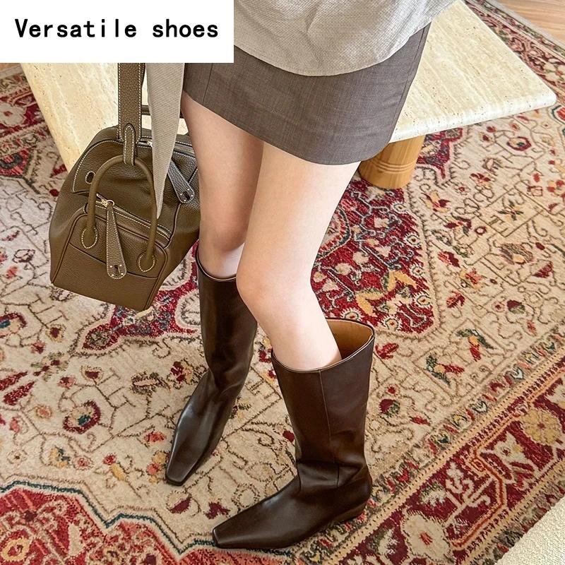 Designer Street Style Women Knee High Boots Fashion Slip On Internal Eevation Ladies Concise Long Botas De Mujer