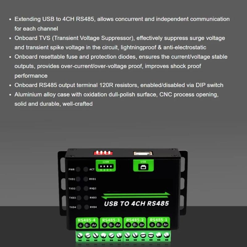 HighSpeed USB To 4 Way RS485 Converter Support Multi Systems for Industrial Control Data Collections,Instrumentations