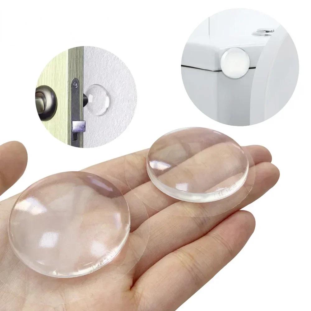 6Pcs Round Door Stopper Soft Silicone Non-Slip Self-Adhesive Wall Protector Door Handle Bumper Round Muffler Transparent
