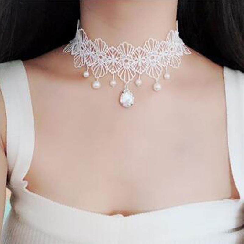 Gothic Punk Lace Choker Necklace For Women Teens Girls Rivet Heart  Collar Necklace Rock Fashion Jewelry Gifts Party  Necklace