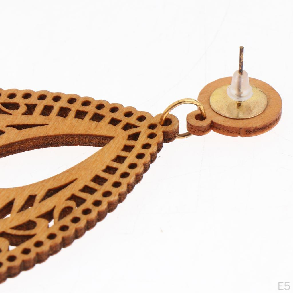 Bohemian Women Wooden Earrings Dangle Pendant Hook for Christmas, Day, Valentines