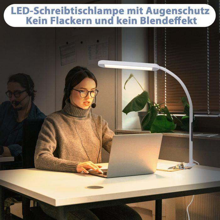 Lampe de table LED - NETTLIFE - À pince - Dimmable 5 niveaux - 3000K blanc chaud - 11W