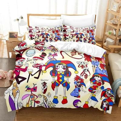 3D Printing The Amazing Digital Circus Bedding Set Cartoon Anime Three-piece Set Adult Kid Bedroom Duvetcover Sets Home Textiles