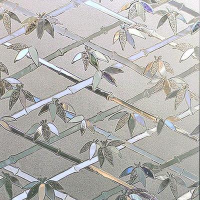 Bamboo Rhombus Design Window Film Static Cling Film Non-Toxic Living Room Kitchen Hall Porch Office Glass Film