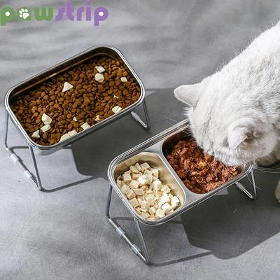 Erhöhte Katzennäpfe aus Edelstahl, rutschfest, langlebig, Futter- und Wassernapf für Katzen und Hunde, Nackenschutz für Haustiere, Napf für Haustiere, Haustierzubehör