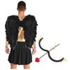 Mens Cupid Costume Set Contrast Color Heart Pattern Skirt Detachable Sleeves Wings Bow Arrow