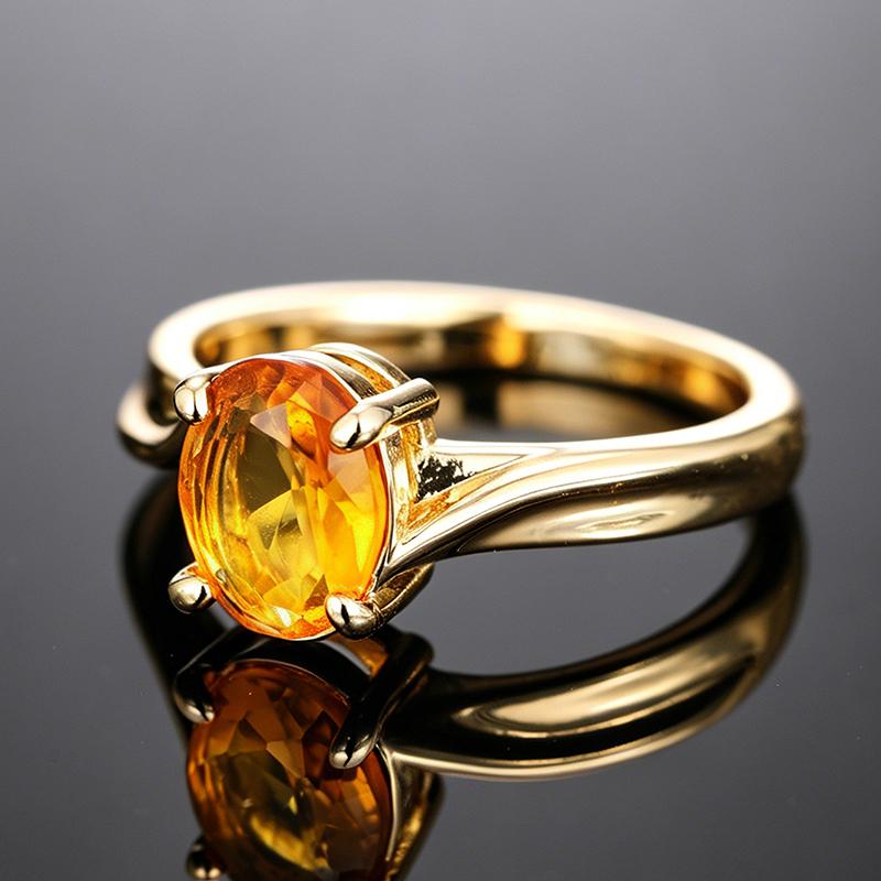 Huitan Luxury Ring for Engagement Brilliant Yellow Cubic Zirconia Finger Accessories for Women Exquisite Noble Party Jewelry