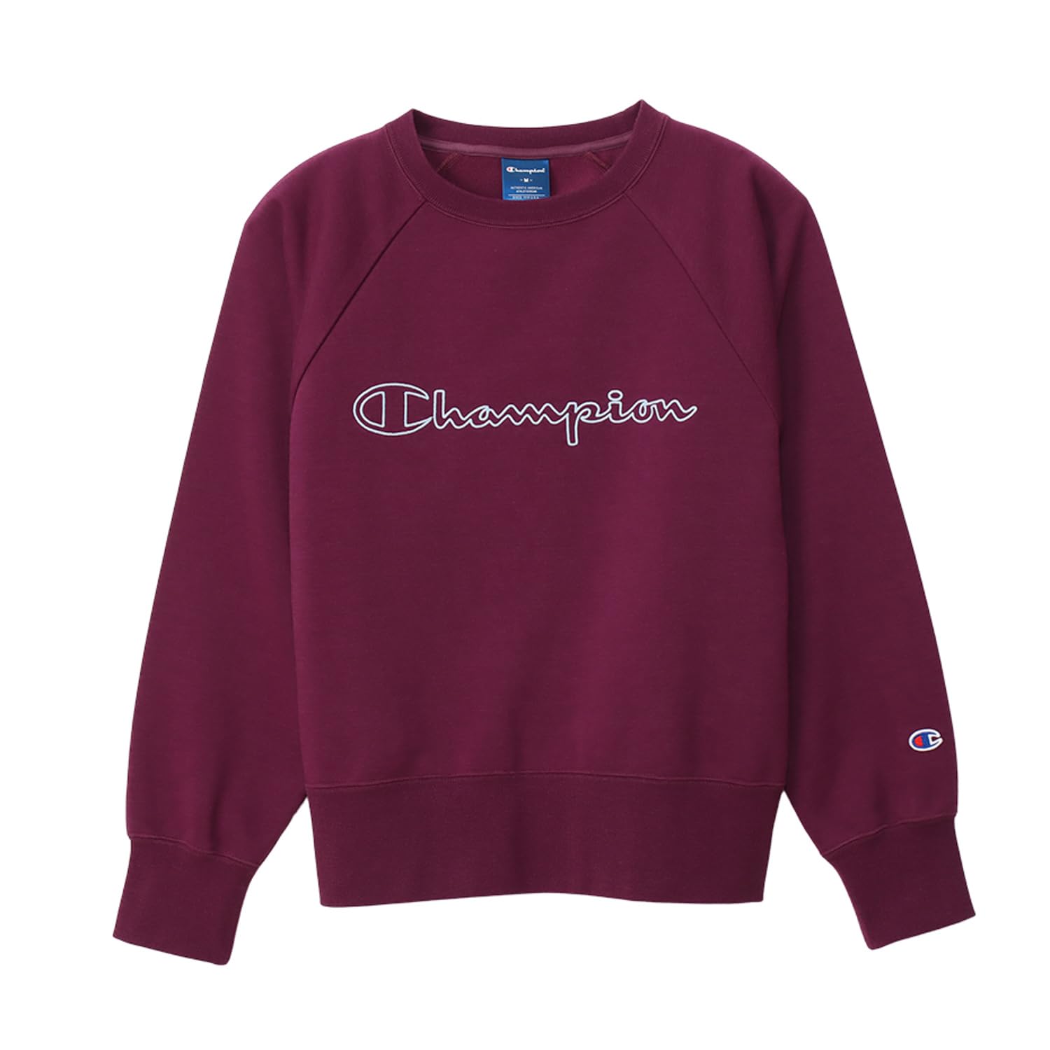 Champion Long Sleeve Crew Relax Script Terry Crew Neck Size M Techweave T-Shirt Neck Fit Stretch Quick-Drying Logo Sweatshirt Raspberry малиновый 9998₽