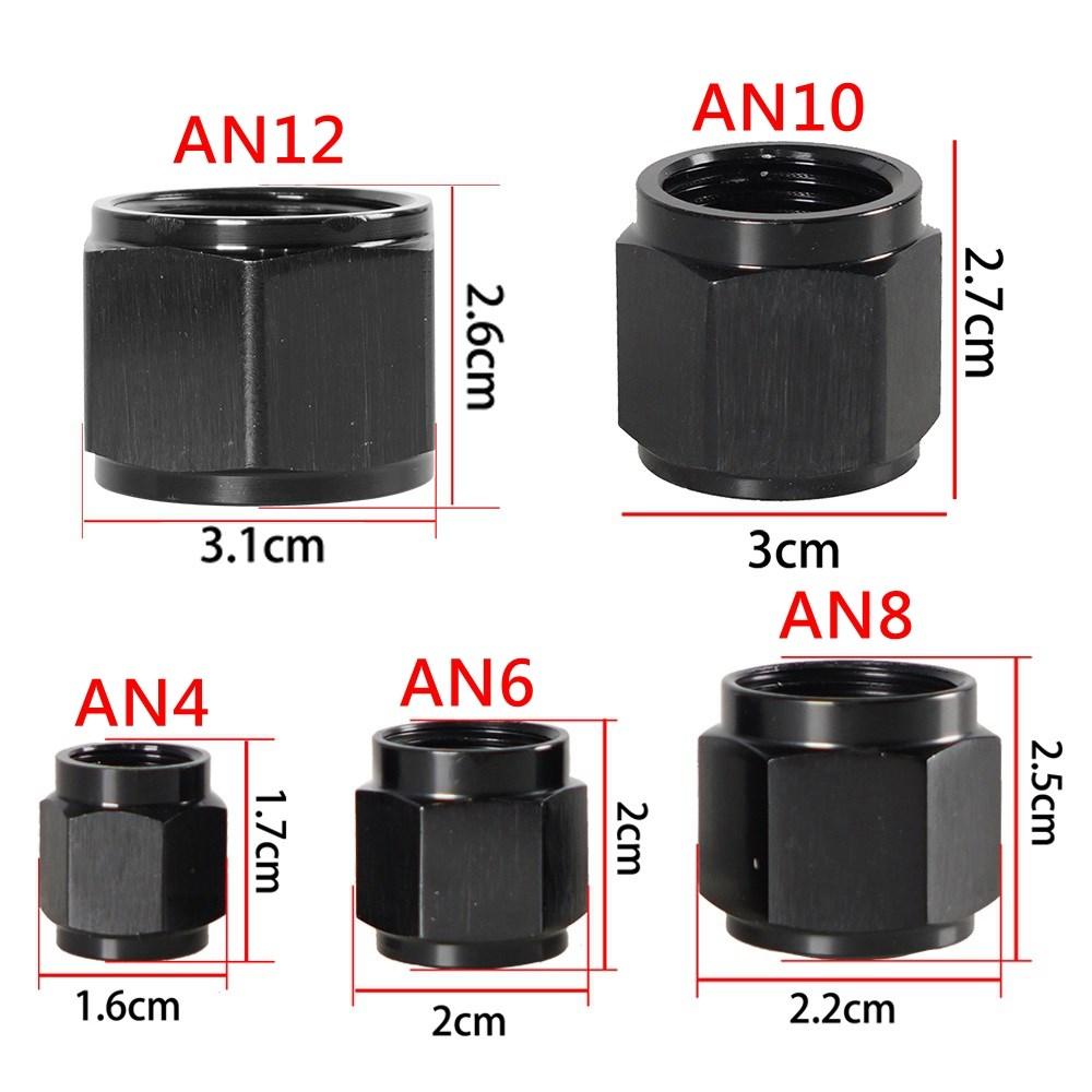 1Pcs High Quality Hex Head Port Fitting AN4 AN6 AN8 AN10 AN12 Adapter Female Flare End Cap Plug Tube Fitting Aluminum Black