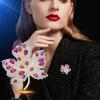 Full of diamonds retro British design sense maple brooch temperament suit accessories exquisite leaves high-end