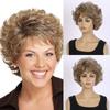European and American Style Women's Fashion Daily Use Natural Looking Short Curly Wig with Bangs Synthetic Fiber Brown Wig