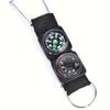 4pcs Three in one outdoor button with compass and thermometer, durable ABS/aluminum material, easy to carry, can be hung on a backpack