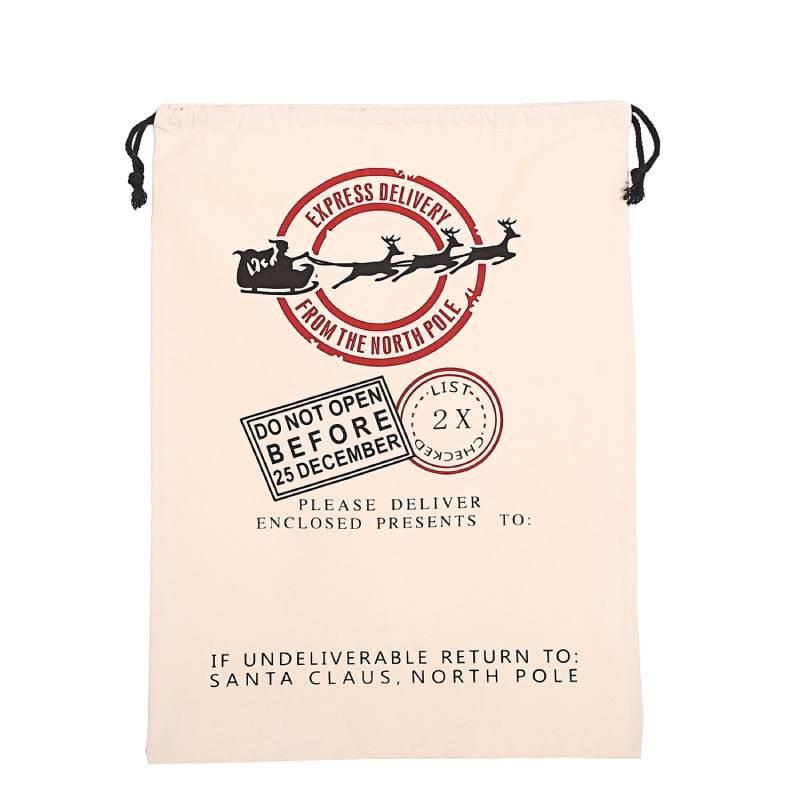 Large Merry Canvas Christmas Santa Sack Xmas Stocking Reindeer Gift Storage Bag