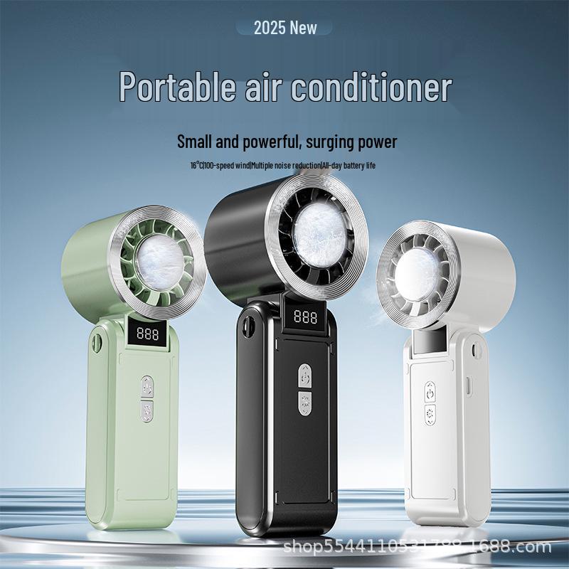 Handheld Mini Rechargeable Turbine Fan with Cooling Ice Pack for Desktop Use