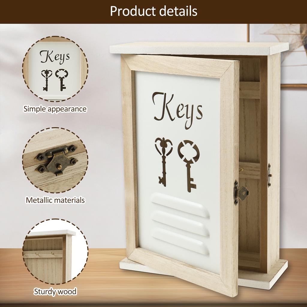 Wall Key Holder House Key Box Cabinet Living Room Wall Hanging Storage Box Home Decor Case Wood Craft Gifts