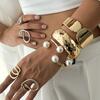 Beating Rhombus Smooth Open Bracelet, Retro French Temperament Imitation Pearl Winding Bracelet