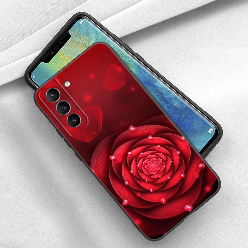 Husă de telefon cu flori de trandafir roșu strălucitor pentru iPhone Samsung Galaxy Redmi Xiaomi Oppo OnePlus Note SA 7 8 9 10 11 12 13 14 20 21 22 23 53 54 Pro Max Ultra