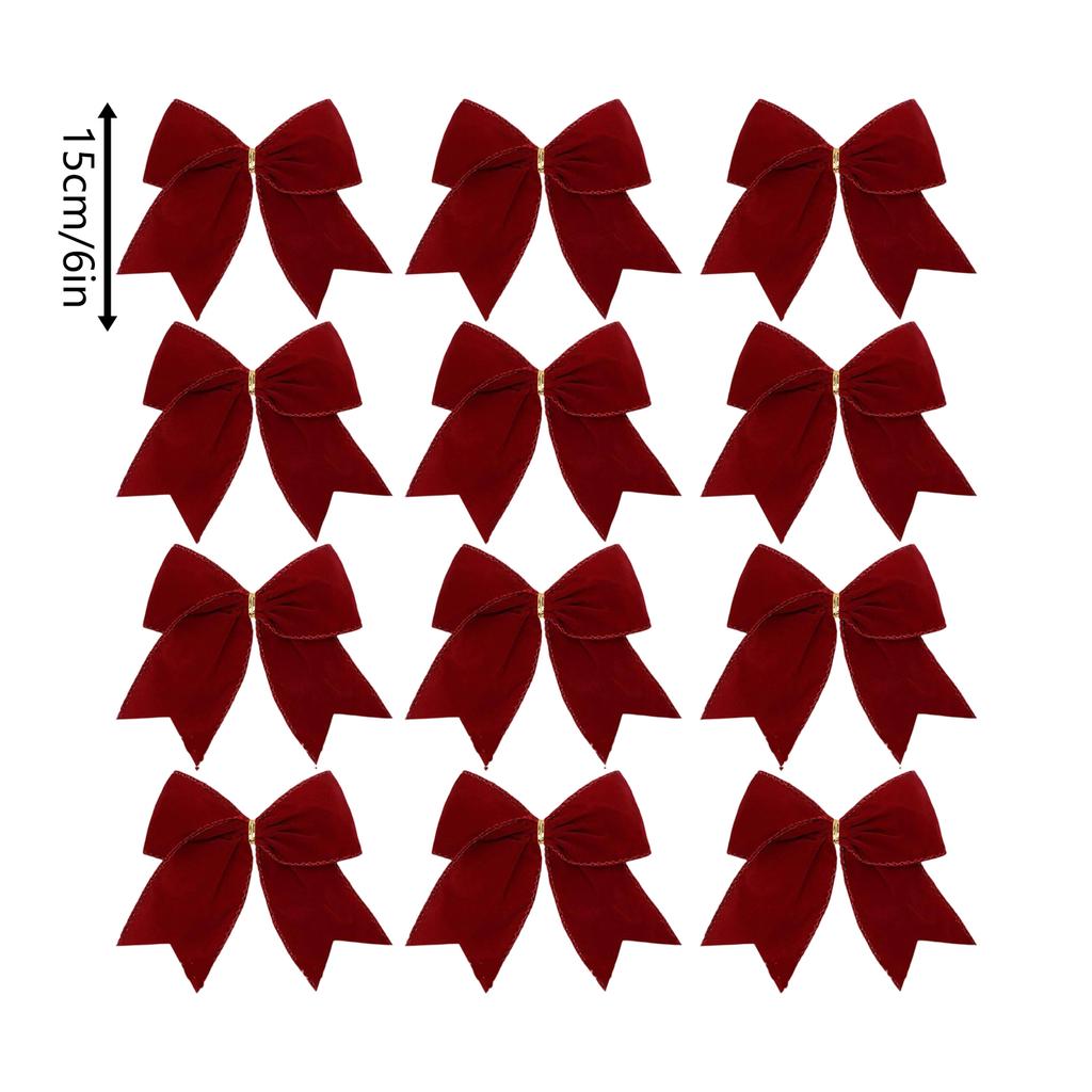 Christmas Bow 12pcs Set Fabric Style Christmas Tree Wreath Decoration Festive Holiday Home Decor Gift Christmas Party Accessory