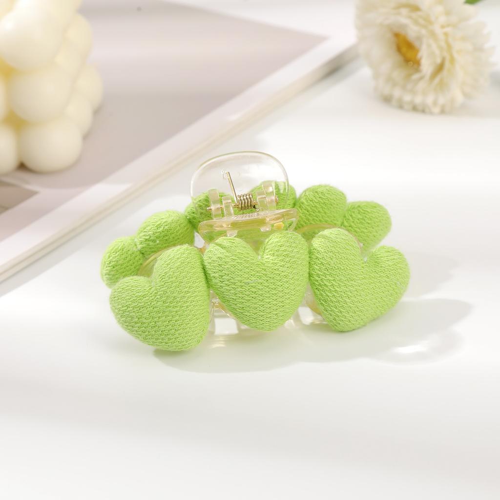 AWAYTR Cotton Love Heart Hair Claws Plastic Floral Hair Clips Crab For Women Girl Gift Hair Accessories Valentine Headwear