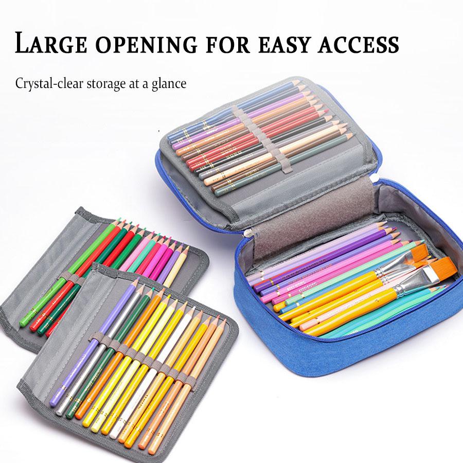72 Holes Colored Lead Pencils Storage Bag Black Red Colors Large Capacity Case Box Holder School Supplies Stationery Student