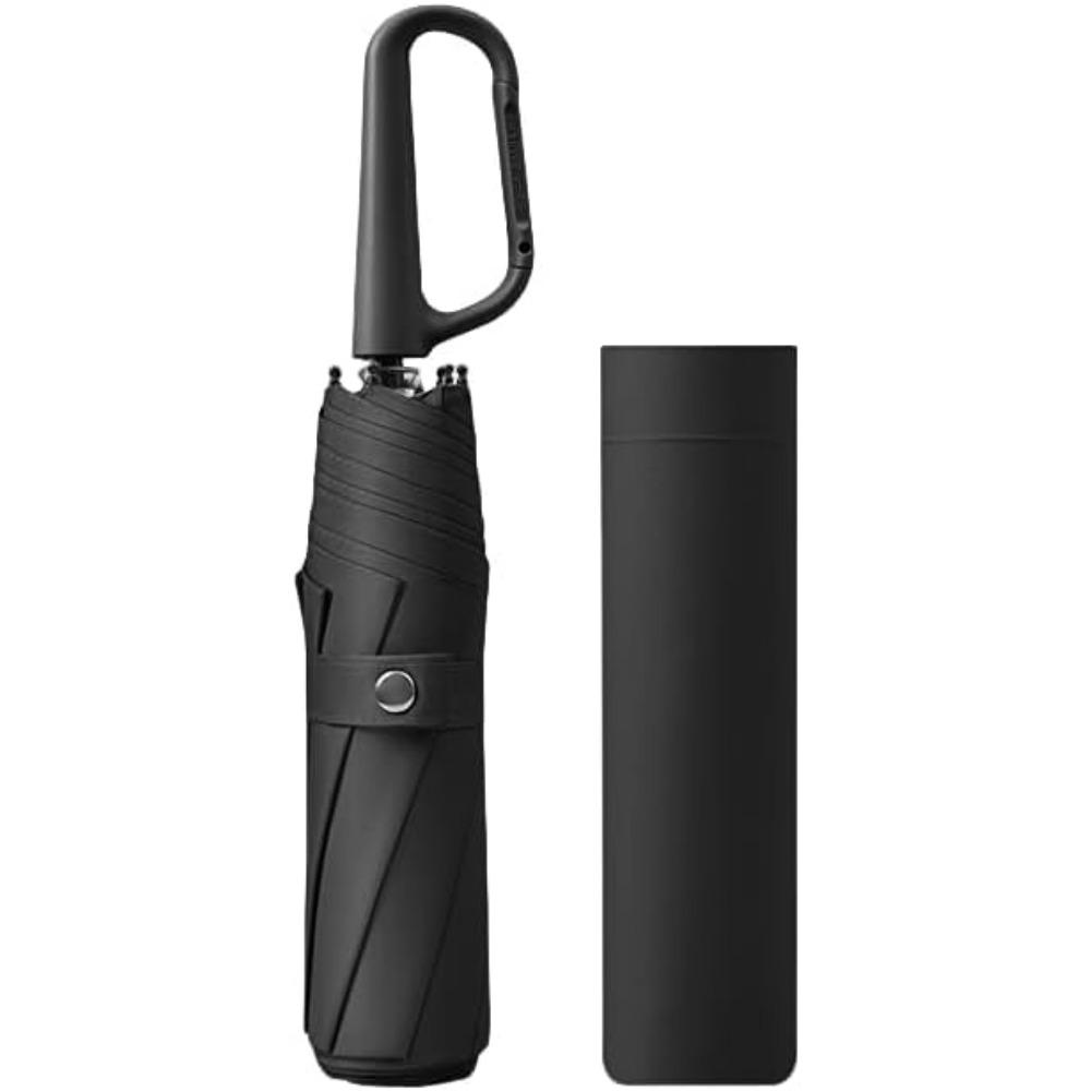 

Компактный складной зонт Ручка-карабин Покрытие Ткань Блокировка УФ-защита 99,9% Маленький дорожный рюкзак/дождь солнце Анти UPF 50 40inch