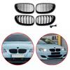 For BMW 5 Series E60 E61 2004-2010 High Quality ABS Single Line & Double Lines LED Kidney Grille Front Racing Grills Gloss Black
