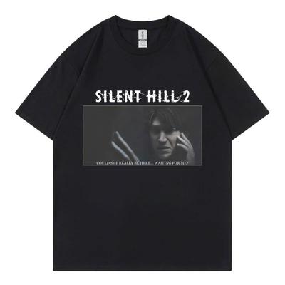 Horrorspiel Silent Hill 2 Druck T-Shirt Herren Damen Mode Vintage Kurzarm T-Shirt Sommer 100% Baumwolle Übergroße T-Shirts