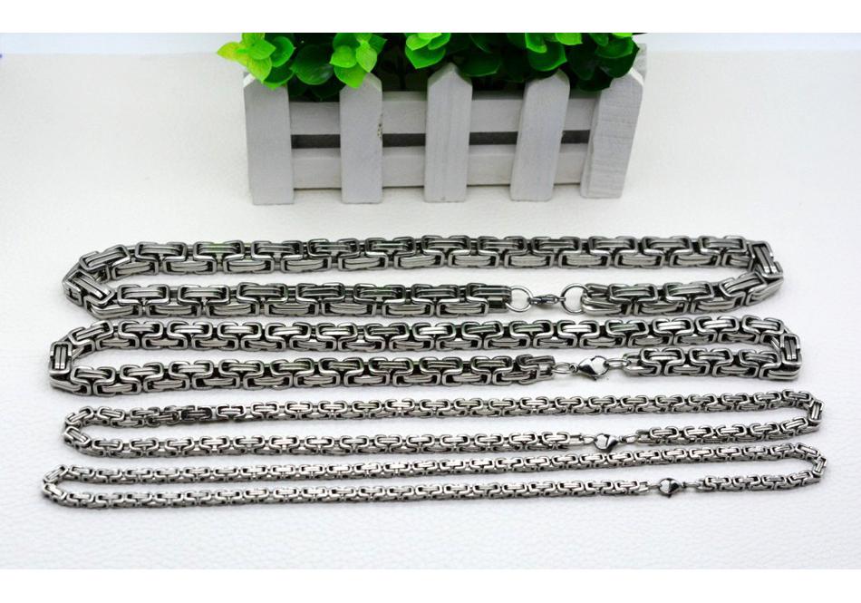European & American Hip Hop Byzantine Chain Necklace - Stainless Steel, Men's Steel Color, Titanium Steel Emperor Design