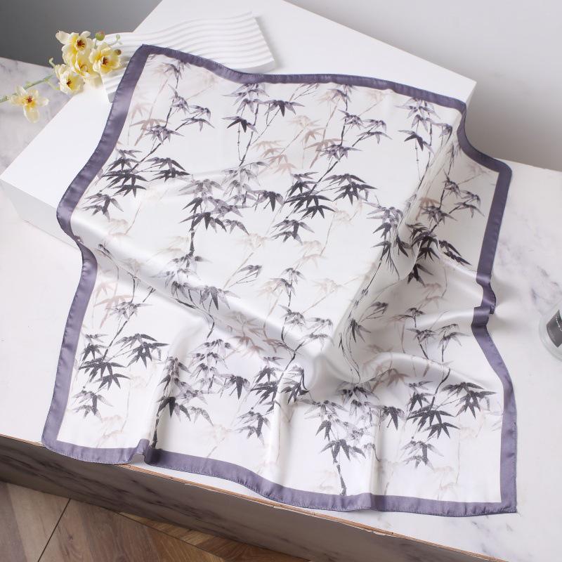 Silk Women's Square Scarf - Chinese Style Headscarf for Spring, Summer, Autumn - Neck Protection & Warmer - Elegant Thin Mom Style