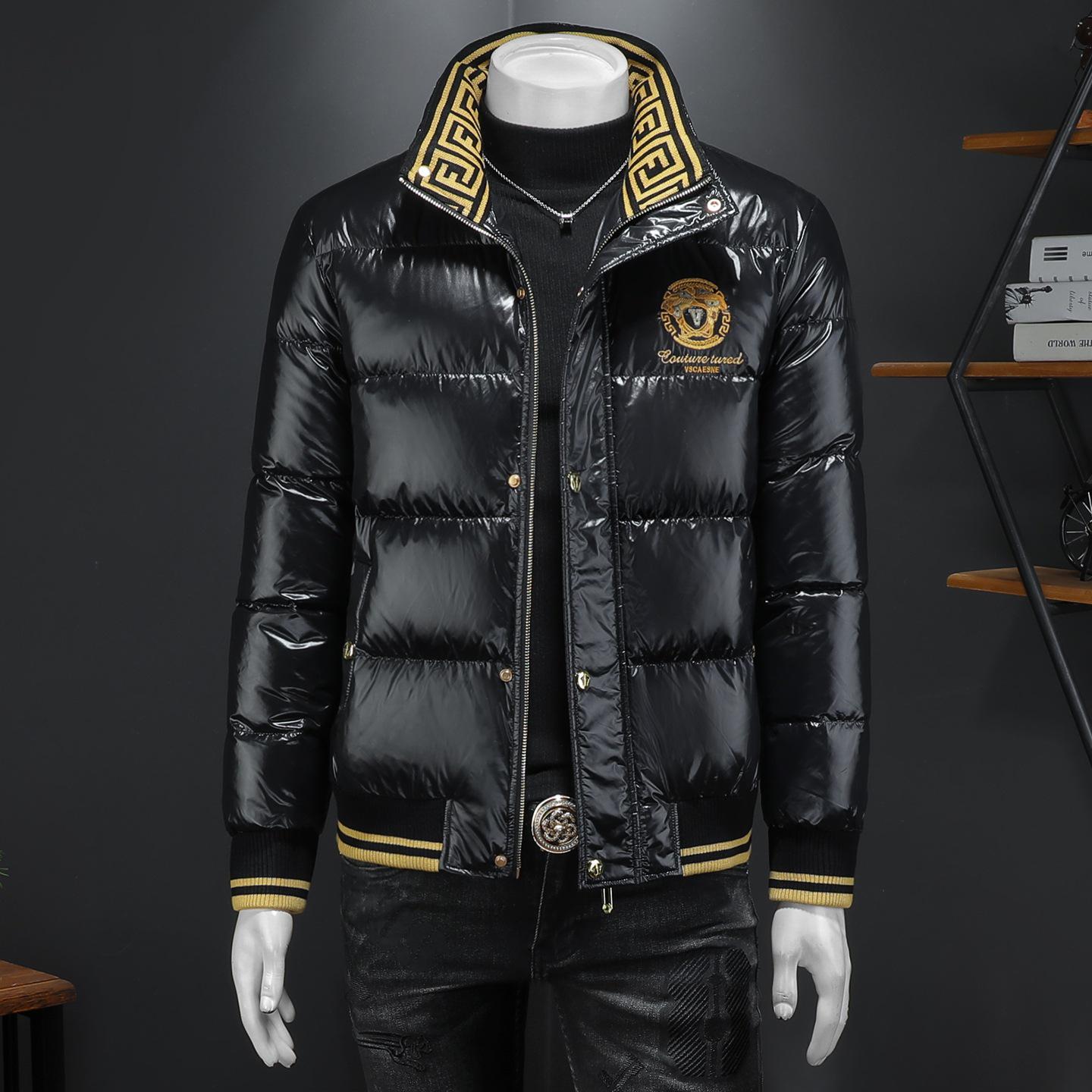

Men s 2025 Trendy Bright Surface White Duck Down Jacket - Thickened & Lightweight Winter Coat M чорний