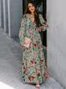 2025 Women's Fashion Long Sleeve Evening Dress - European & American Print Design
