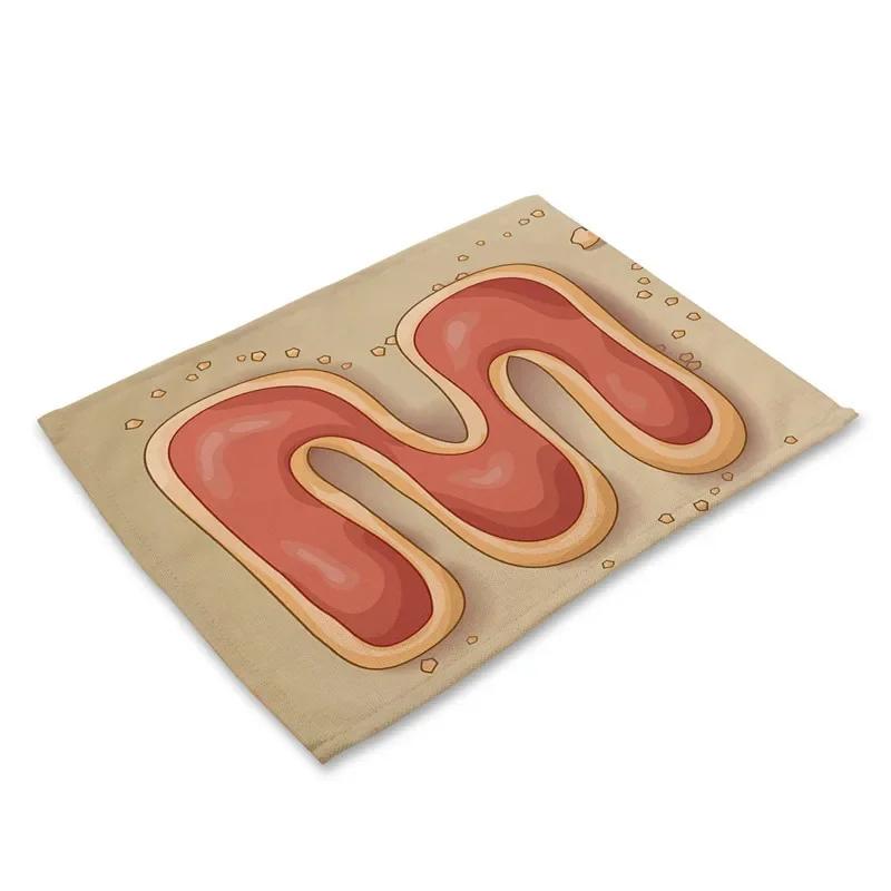 45X30cm Letter Pattern Kitchen Placemat Dining Table Mats Tea Coaster Cotton Linen Pads Bowl Cup Mats for Home Decor Gifts