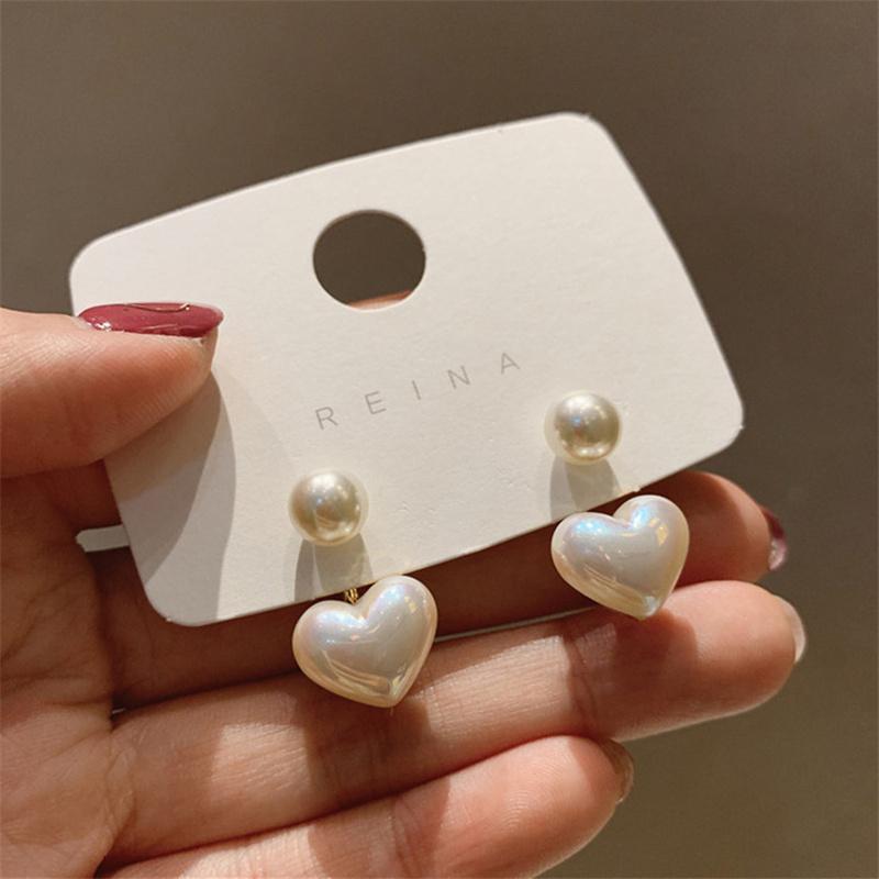 Простые серьги с жемчугом «Маленькая любовь», Южная Корея, серьги Тондэмун для девочек, красные, одинаковые по темпераменту серьги белый