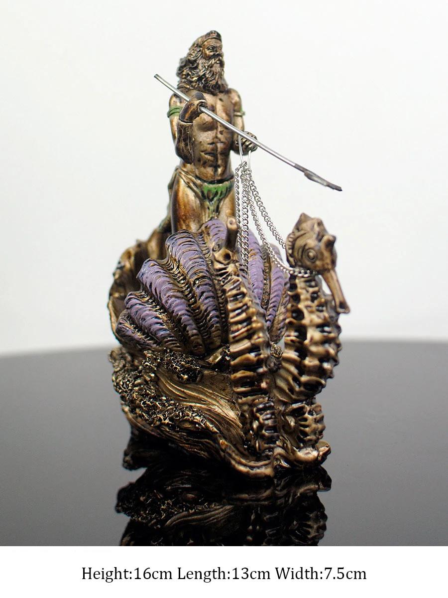 Ancient Greek Mythology Statue Sea Emperor Poseidon Figurine European Vintage Resin Figure Sculpture Crafts Home Decoration gift