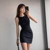 Real Spring and Summer New Slim-fitting Sleeveless Vest Dress Black Hip-wrapped Dress Women's Slimming Suspender Dress