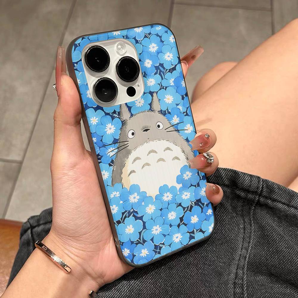 Cartoon Clear Case For-T-T-TotoroS For IPhone 17 16 15 11 12 13 14 Pro Max Plus Pro Corrugated Translucent Back Phone Cover