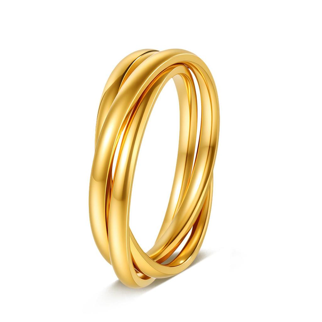 Anel Rotativo Titanium Aço Inoxidável Anti-Stress Feminino Tricolor de Nicho – Joia Que Não Desbota