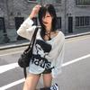 Japanese Y2k Graffiti Print Tops Trashy 2000s Oversized T-shirt High Street Grunge Lazy Style Streetwear
