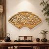 Traditional Chinese Woodcarving Wall Hanging Camphor Wood 3D Exquisite Dragon Phoenix Flower Carving Craft Home Decoration
