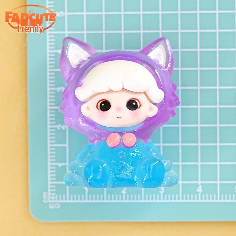 Luminous Dimoo Fox Resin Figurine: Trendy Handmade DIY Desktop Decoration - Cute Mengli Toy