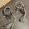 Handmade Braided Bracelets for Women Men Chinese Style Charm Double Layer Stackable Bead String Bracelets Adjustable Jewellery