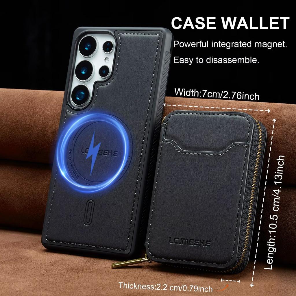 Leather Magsafe Detachable Phone Case for Samsung Galaxy S26 S25 Edge S24 Ultra S23 S22 Plus S21 S20 FE A17 A37 A57 Wallet Cover