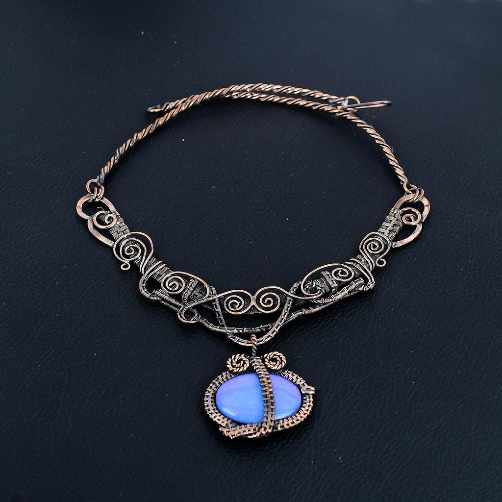 Australian Triplet Opal Necklace, 999 Copper Wire Wrapped Necklace Gemstone Jewelry, Handmade Necklace Amazing Jewelry, Gift For Her